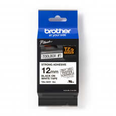 Taśma Brother TZeS231 12mm czarna na białym ADHESIVE TAPE