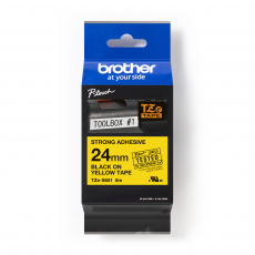 Taśma Brother TZES651 24mm czarna na żółtym ADHESIVE TAPE